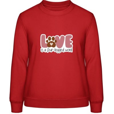 AWDis Sweat mikina Design s tématem Pes a Láska Ohnivá červená – Sleviste.cz
