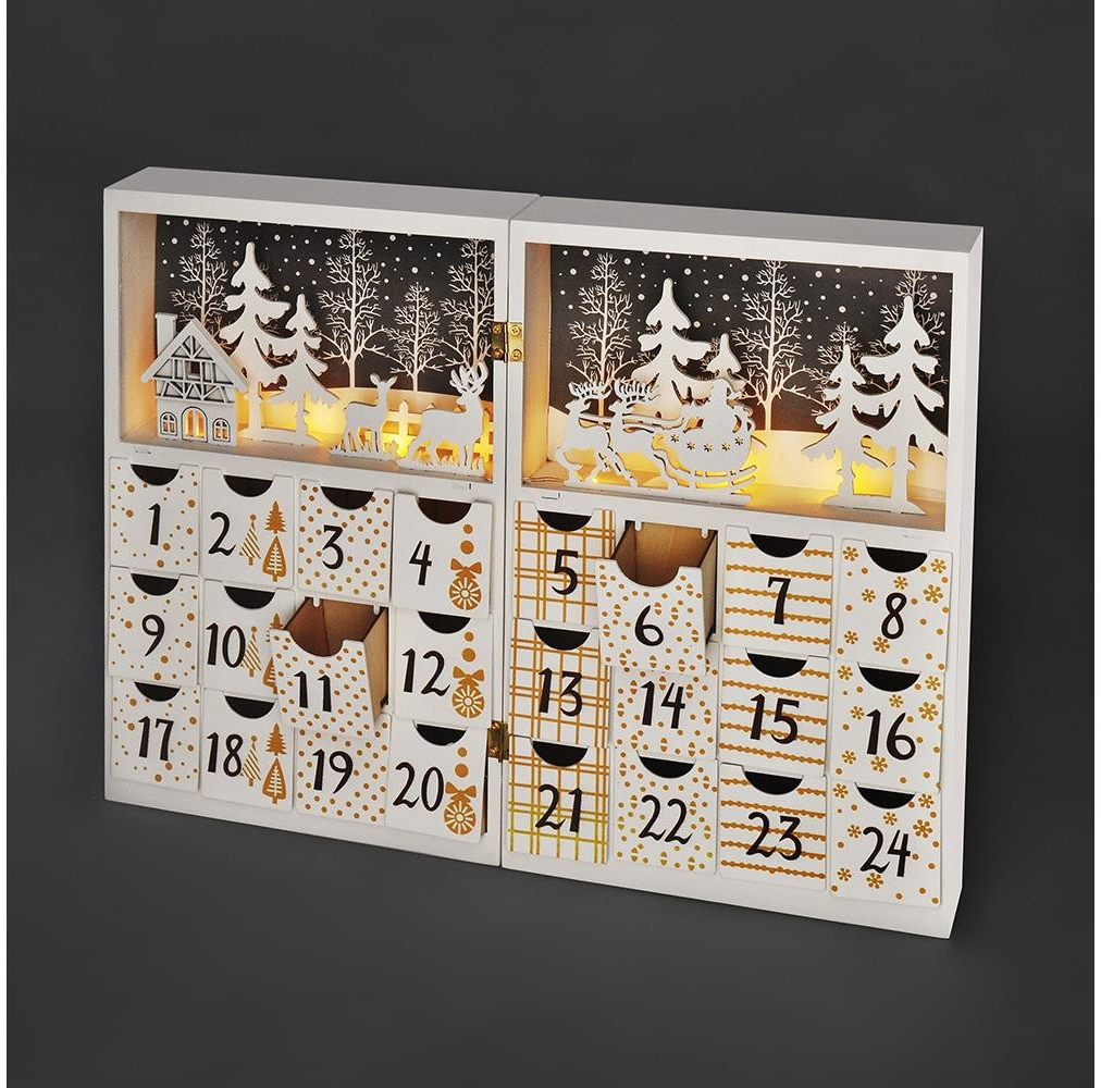 Solight LED adventní kalendář kniha 8x LED 40x30cm 2x AAA