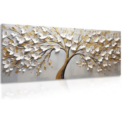 Obraz zlatý strom s květinami - 100x50 – Hledejceny.cz