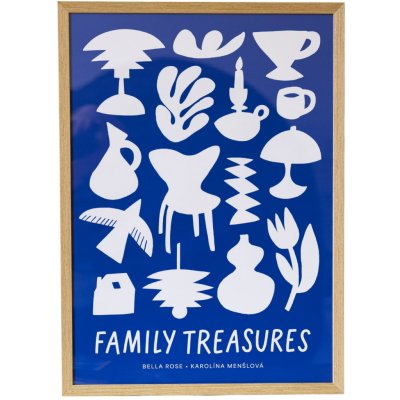 Bella Rose Plakát Family Treasures Beige / Blue 30 x 40 cm, modrá barva, papír – Zboží Mobilmania