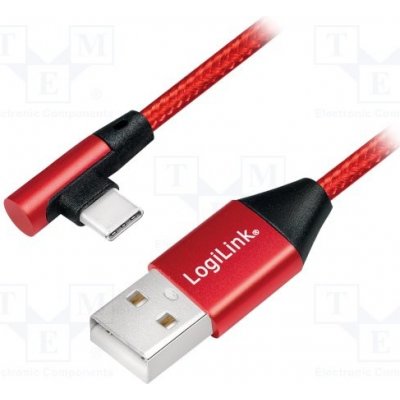 Logilink CU0145 USB 2.0, USB A vidlice, USB C úhlová zástrčka, 0,3m, červený – Zboží Mobilmania