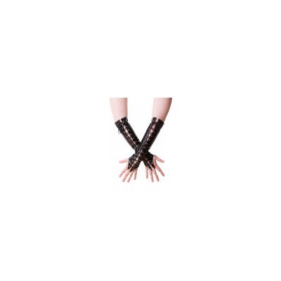 Sexy lackové šněrovací bezprstové rukavice Černá 1103 – Zboží Dáma