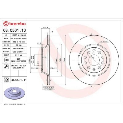 Brzdový kotouč BREMBO 08.C501.11 | Zboží Auto