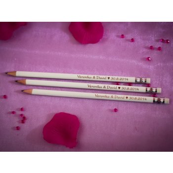 Svatební tužky se jmény - s gumou Kolik potřebujete kusů?: Potřebuji 80 - 159 ks