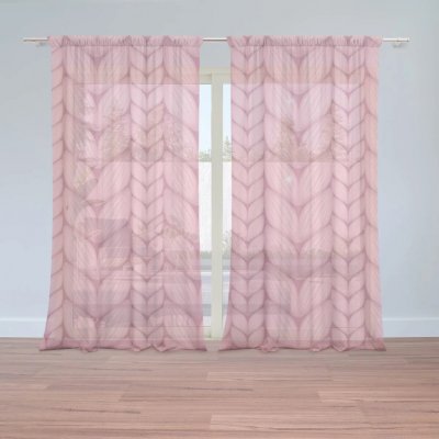Sablio Záclony Střídajíci růžové pletení: 2ks 150x250cm – Hledejceny.cz