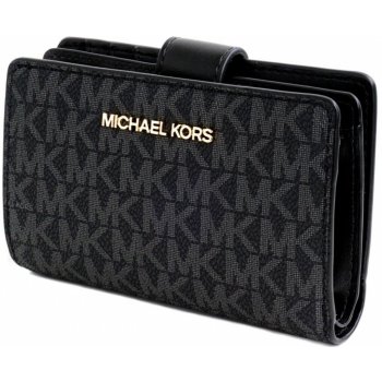 Michael Kors Jet set travel BIFOLD medium dámská peněženka černá zlatá s monogramem