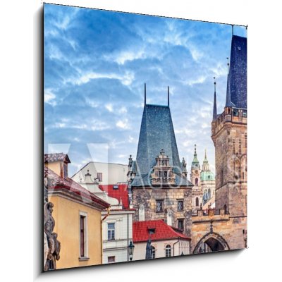 Obraz 1D - 50 x 50 cm - Sunrise on Charles bridge in Prague Czech Republic picturesque Východ slunce na Karlově mostě v Praze, Česká republika, malebné – Hledejceny.cz