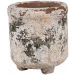 Clayre & Eef béžový antik terakotový květináč Teracci na nožkách 9x10 cm – Hledejceny.cz