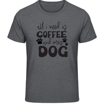 Gildan Soft Style tričko Vše co potřebuji je káva a můj pes - Dark Heather – Zboží Mobilmania