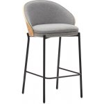 Kave Home Eamy s dřevěným opěradlem šedá látková – Sleviste.cz