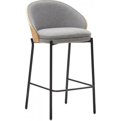 Kave Home Eamy s dřevěným opěradlem šedá látková – Sleviste.cz