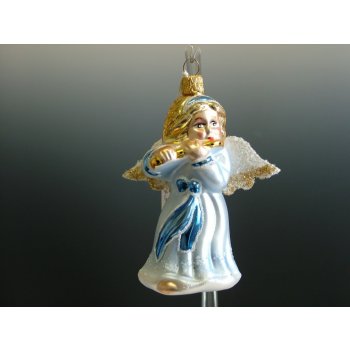 Slezská tvorba Skleněná figurka anděl s flétnou modrý Balení obsahuje: 6 kusů