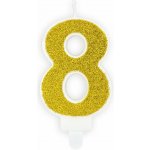PartyDeco svíčka malá zlatá číslo 8 – Zboží Dáma