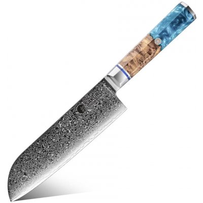 Santoku nůž z damaškové oceli SaKuRo Blue 17,8 cm – Zboží Dáma