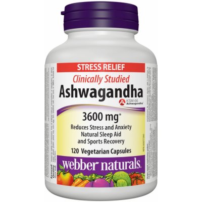 Webber Naturals Ashwagandha 3600 mg 120 kapslí