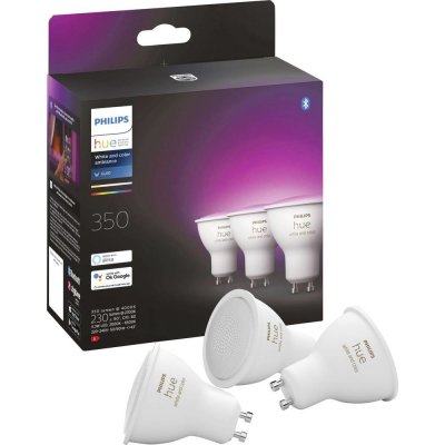 Philips LED žárovka GU10 Hue 3ks 4,3W 50W White and Color Ambiance 2000-6500K/RGB stmívatelná – Zbozi.Blesk.cz