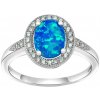 Prsteny SILVEGO Stříbrný prsten LUNA s modrým opálem JJJ0213C1