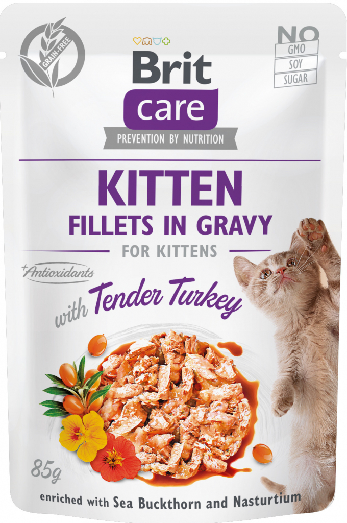 Brit Care Cat WET Kitten. Fillets in Gravy with Tender Turkey 85 g