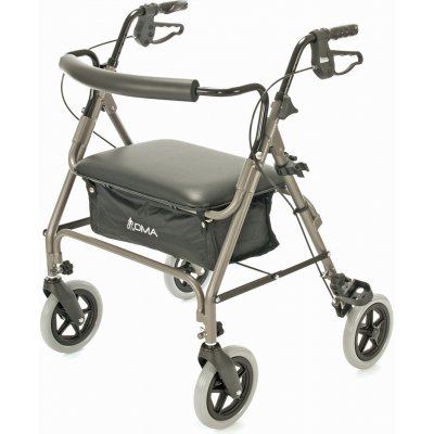 DMA Čtyřkolové chodítko 249 A - rozšířené - stříbrná—Skládací rám se sedátkem – Zboží Dáma