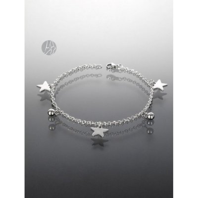 Prosperk Řetízek na nohu chirurgická ocel hvězdy a kuličky S4339 – Zboží Dáma