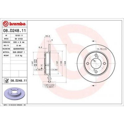 Brzdový kotouč BREMBO 08.D248.11 (08D24811) – Zboží Mobilmania