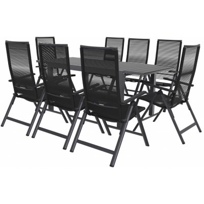 LIVARNO home Sada hliníkového zahradního nábytku s rozkládacím stolem a křesly Miami, 9dílná, antracitová – Sleviste.cz