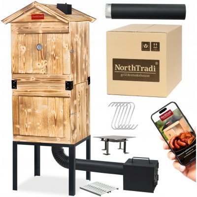 TRENDIE Udírna XXL dřevěná s kovovým komínem – Zboží Mobilmania