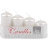 Svatební dekorace Adventní svíčky sestupné perleťově bílé 4 ks