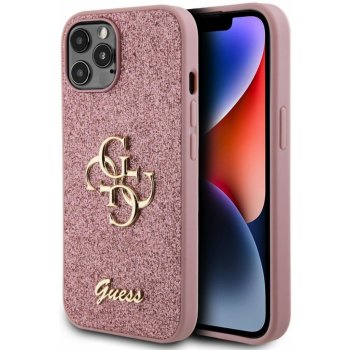 Guess PU Fixed Glitter 4G Metal Logo Apple iPhone 12/12 Pro, růžové