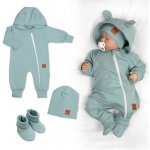 Baby Nellys Rostoucí teplákový overal pro miminko čepice botky D Nature ledově mátový – Sleviste.cz