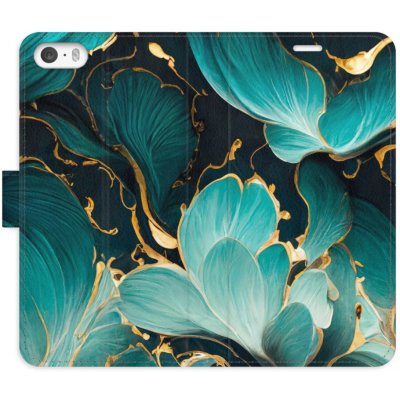 Pouzdro iSaprio Flip s kapsičkami na karty - Blue Flowers 02 Apple iPhone 5 / 5S / SE – Zbozi.Blesk.cz