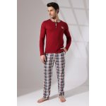 Pyžamo pro muže na knoflíky u krku s pavoukem 1P1755 vínové – Zboží Mobilmania