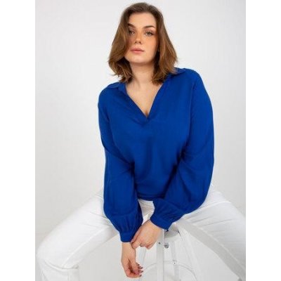 Fashionhunters košilová halenka s límečkem tmavě modrá – Zboží Mobilmania