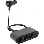 Rozdvojka autozapalovače 3x +2xUSB 3,4A 12-24V/5V + voltmetr SAL SAU80W (SA023) | Zboží Auto