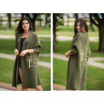 Fashionweek Dlouhý elegantní cardigan pletený kabát NADIA Khaki – Zboží Mobilmania