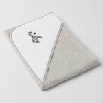 Veba LOTA osuška s kapucí světlo šedobílá s výšivkou Zebra šedá lemovka 75x75 cm – Zboží Dáma
