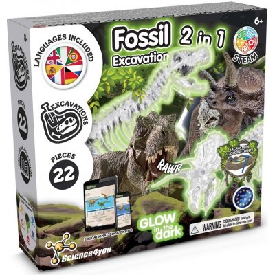 2 in 1 Fossil Excavation Kit III. Vzdělávací hra dodáváno s dárkovou taškou z kraftového papíru Přírodní