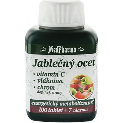 MedPharma Jablečný ocet + vitamin C + vláknina + chrom, 107 tablet