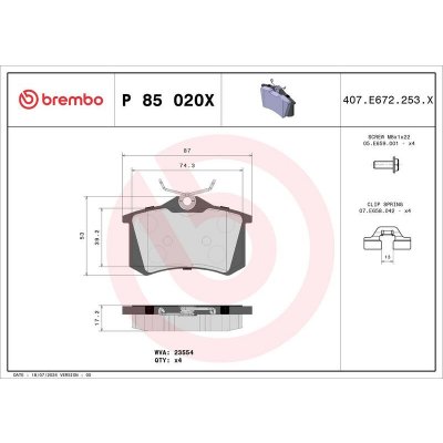 Sada brzdových destiček BREMBO P85020X | Zboží Auto