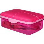 Sistema box na jídlo Quaddie 1,5l s lahvičkou na pití růžový – Sleviste.cz