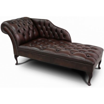 AV interiery Chesterfield Schezlong kůže K100 dřevo bílá – Zboží Dáma