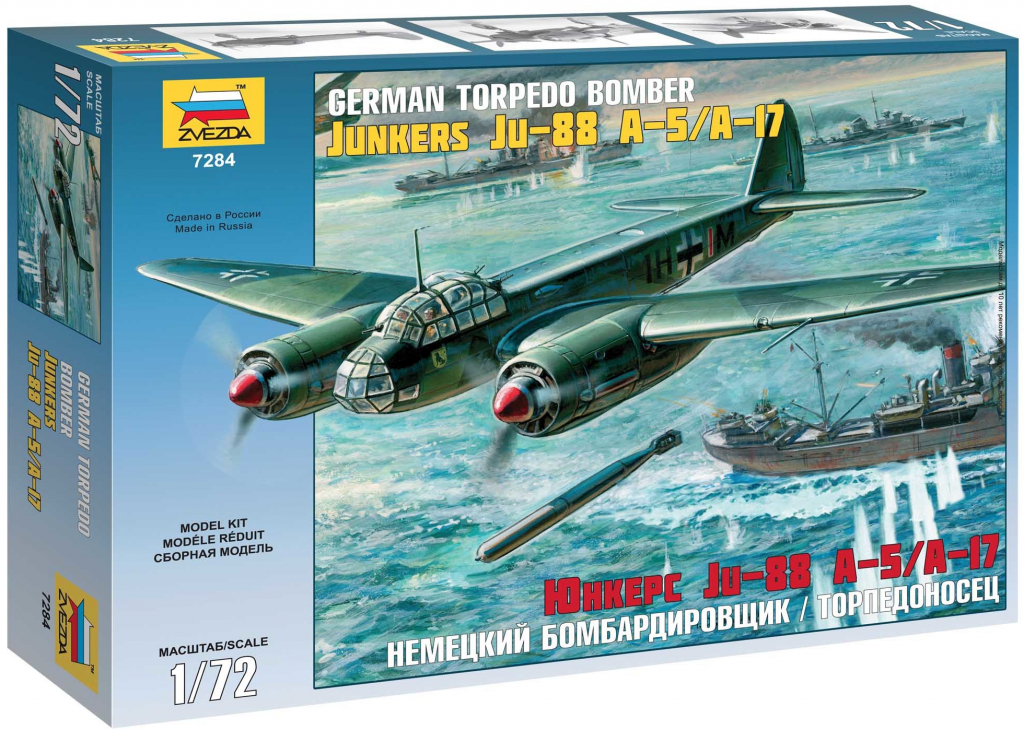 Zvezda Model Kit letadlo 7284 Junkers Ju-88 A-5/A-17 1:72