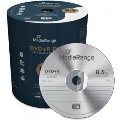 MediaRange DVD+R 8,5GB 8x, spindle, 100ks (MR470) – Zboží Živě