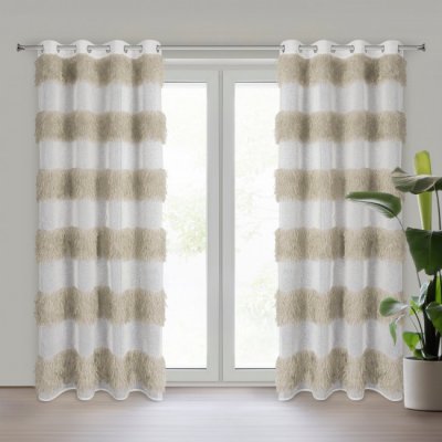 Hotová záclona MARGARET 3 bílá / béžová - na průchodkách – Zboží Mobilmania