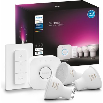 Philips LED žárovka Hue White and Color ambiance 5.7W GU10 starter kit 929001953113 – Zbozi.Blesk.cz