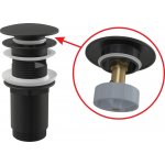 Alcadrain výpust umyvadlová CLICK/CLACK G 5/4" s přepadem, velká zátka, kov, černá-mat | A392BLACK – Sleviste.cz
