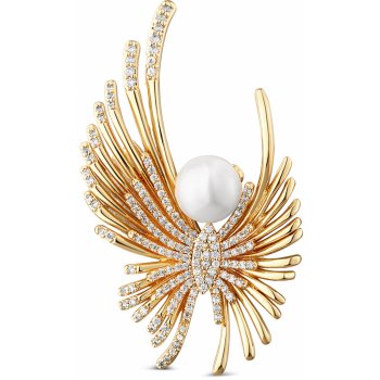 JwL Luxury Pearls andělská brož s perlou a krystaly JL0822