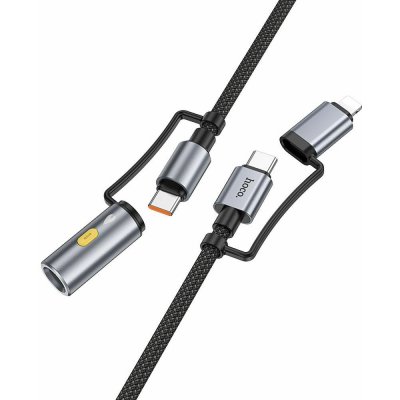 Hoco U138 All-In-One Type C Lightning to Type C cigaretový zapalovač Pd 3A 60W U138 1,2m šedý – Sleviste.cz