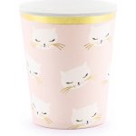 PartyDeco Papírové kelímky růžové kočka 200 ml – Zboží Dáma