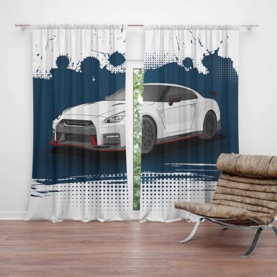 Sablio Závěs Nissan GTR 35 Modrý: 2ks 140x250cm – Hledejceny.cz